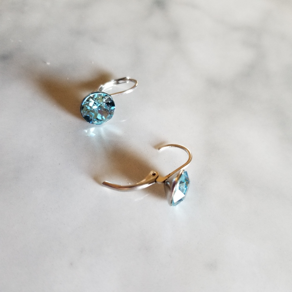 Aquamarine Swarovski Element Crystal Earrings